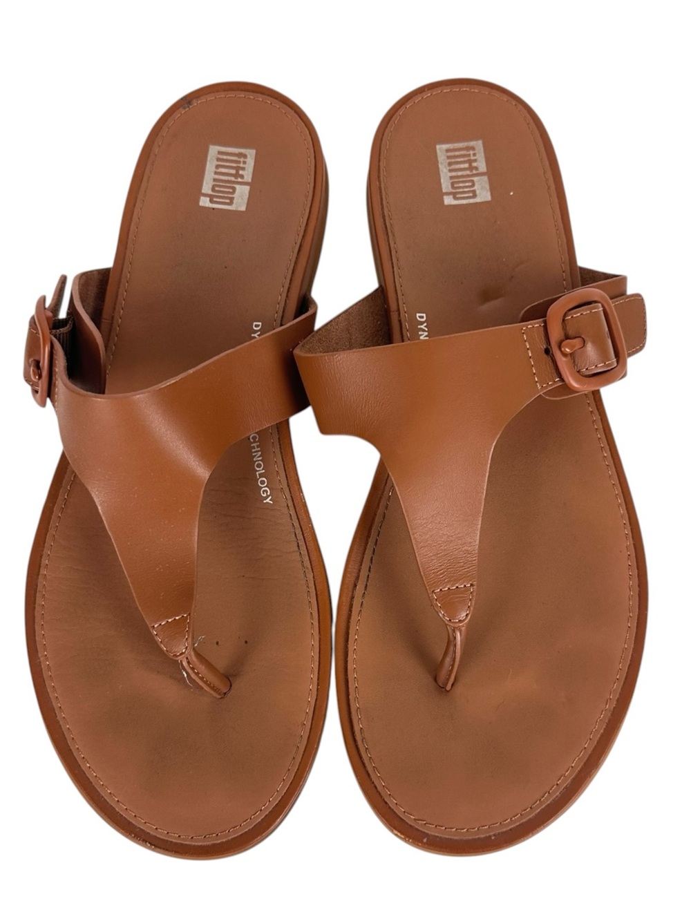 Fitflop Tan Gracie Leather Thong Sandals with Buckle Size 8